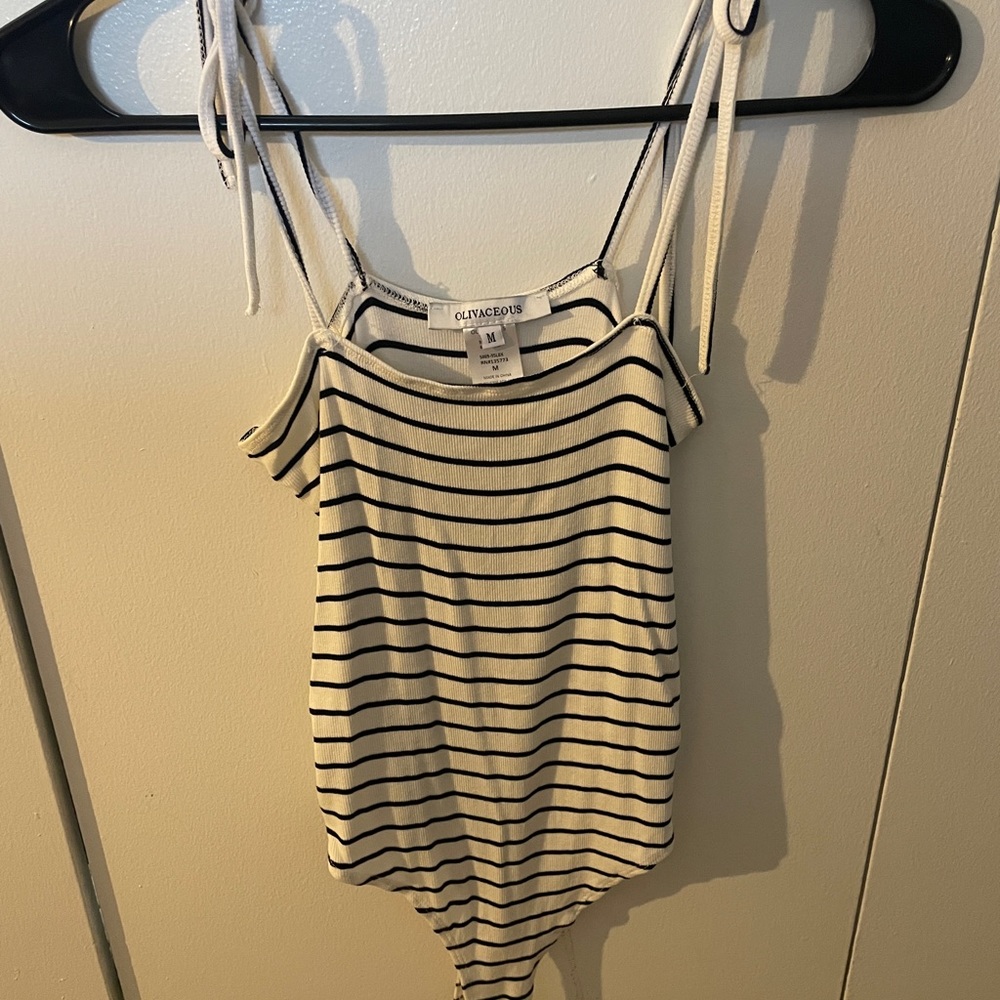 Olivaceous striped body suit
